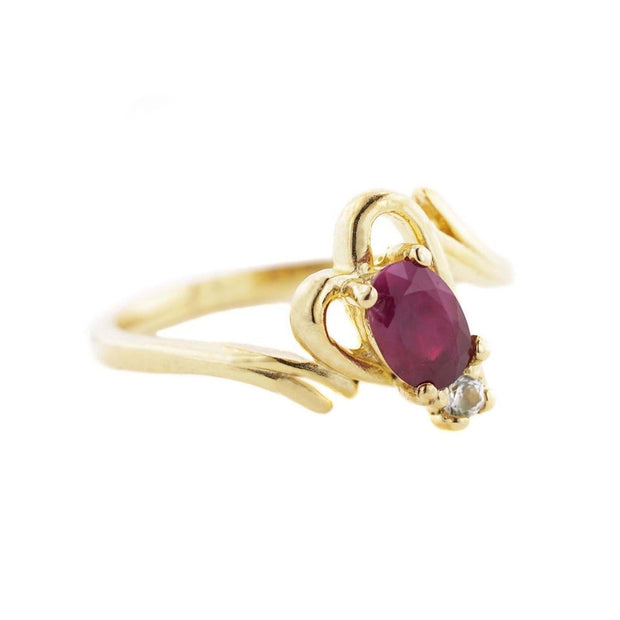 EVELYN - Ruby and Pearl 14k Rose Gold Ring - Violet Gray